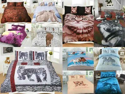 Animal Print 3D Polycotton Duvet Cover Bedding Set Quilt Cover With Pillowcases • £15.99
