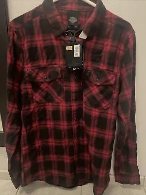 New Harley-Davidson Mens Plaid Long Sleeve Slim Fit Shirt Size Medium • $10