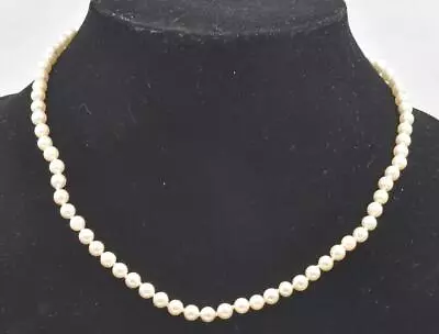 Vintage Solid 14k Yellow Gold & 5.5mm Salt Water Cultured Pearl Necklace 18  • $159