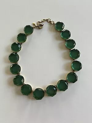 J. Crew Faceted Stone Gold Plated Brass Necklace Green • $49.99