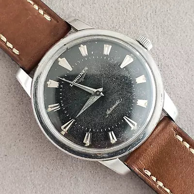 1950s Vintage Longines All Guard Pre Conquest Automatic Watch Rare Black Dial • $545