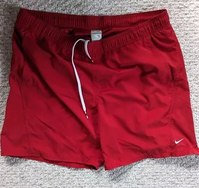 Vintage NIKE Shorts Mens L Nylon Mesh Lined Swim Trunks 90s Swoosh Spell Out • $18