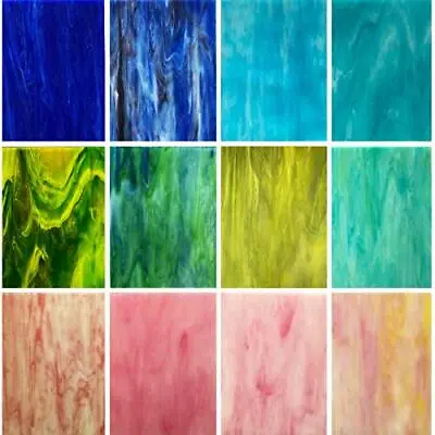 12 Sheets Variety Stained Glass Sheets Pack 4 X 6 Inch Mosaic Glass Tiles Fo... • $45.22