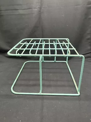 Vintage 1970s Teal Ruber Coated Wire Storage Dish Drying Rack Holds 10 Mugs • $50