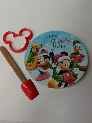 Disney Mickey & Minnie Mouse 3 Piece Spatula Cookie Cutter And Plate Set • £9.45