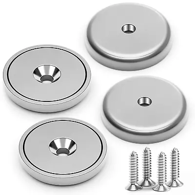 4Pack Round Base Cup Magnet 100LBS Strong Rare Earth Magnet Heavy Duty • $12.49