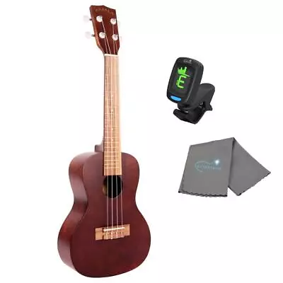 Kala Makala Concert Ukulele Mahogany Satin Finish MK-C Bundle With A Tuner An... • $70.03