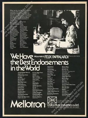 1974 Felix Pappalardi Photo Mellotron Vintage Trade Print Ad • $9.99