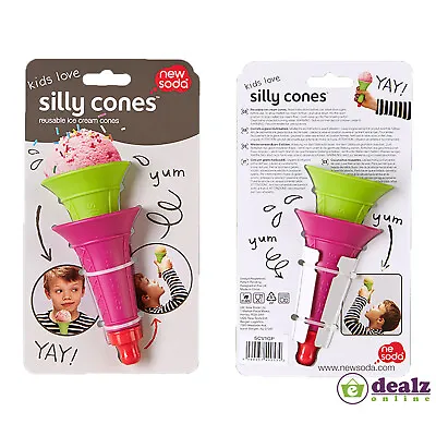 £10.99 • Buy 2x New Soda Silly Cones Reuseable Ice Cream Cones With Valve Green Pink