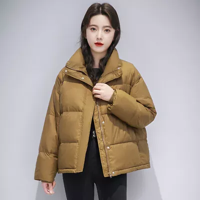 Women Korean Fashion Stand Collar Padded Jacket Thicken Loose Short Quilted Coat • $79.84