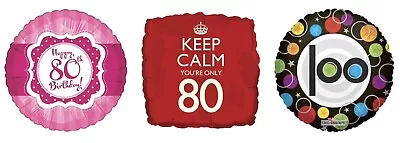 80th Birthday Or 100th Birthday 18  Foil Mylar Happy Birthday Balloons • $2.95