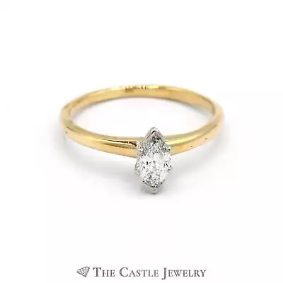 Marquise Cut .45 Carat Solitaire Engagement Ring In 14k Yellow Gold • $995