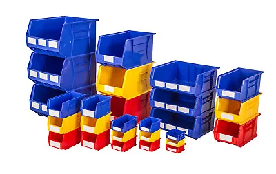 Rhino Tuff Plastic Parts Bins - Blue Red Or Yellow Garage Shelving Storage Box  • £14.29