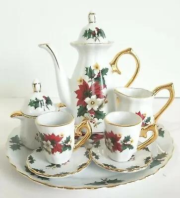 ~ Formalities ~ Christmas Poinsettia 10 Piece Mini Tea Set By Baum Brothers   • $30