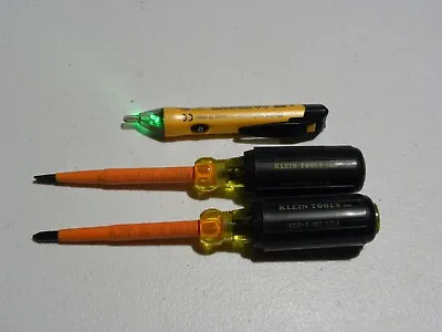 Lot Of 3 Klein Tools Screwdriver And Voltage Tester NCVT-1  602-4-INS  603-4-INS • $38.99