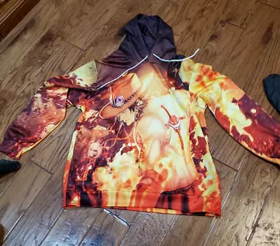 Anime One Piece Ace Print Hoodie Sweatshirt Mens I Think  L Maybe XL NWOT • $19.99