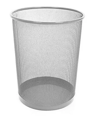 Silver Steel Mesh Waste Basket Trash Bin - 11.75 X 13.75 Inch • $15.29
