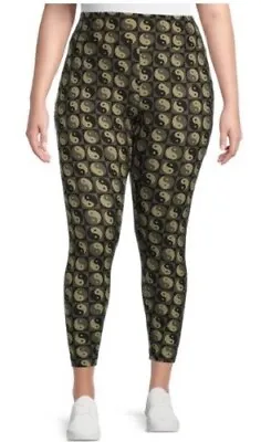 NEW♈Junior Printed ANKLE High Rise Legging By NOBO Size S~Olive/black Ying/yang • £5.77