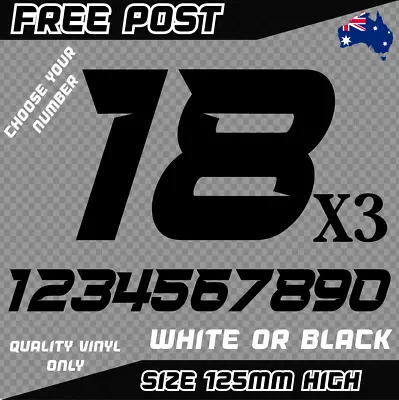 Custom Race Numbers X3 Sticker Decal Vinyl Car MX Motorbike BMX Ute Fox Go Kart • $19.95