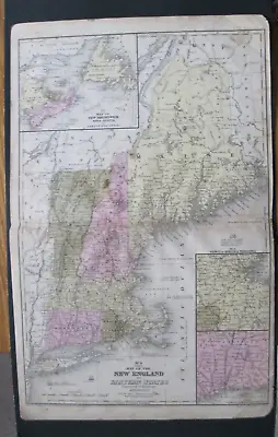 1852 Mitchell Map New England Or Eastern States; Boston New Haven Nova Scotia • $10.95
