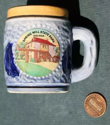 1960s Era Mitchell Indiana Spring Mill State Park German Beer Stein Mill Wheel-- • $13.99