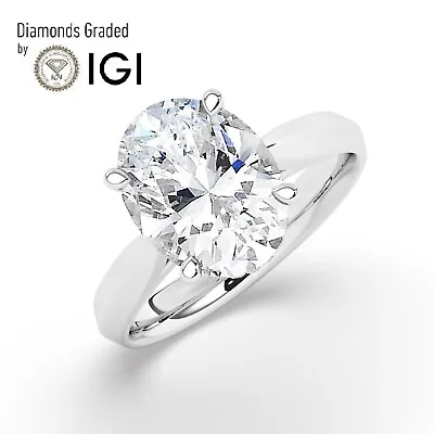 Oval Solitaire Hidden Halo 950 Platinum Engagement Ring 4ct Lab-grown IGI • £2684