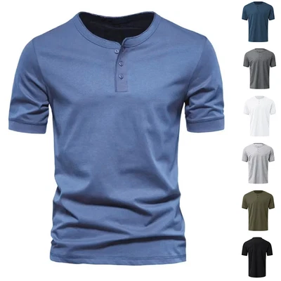 $18.42 • Buy Mens Solid V-Neck Shirts Casual Loose Short Sleeve Summer Beach T Shirt Tops Tee