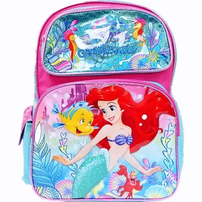 Disney The Little Mermaid Ariel 16  School Backpack For Girls Ariel Book Bag • $29.99