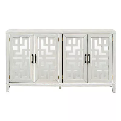 TREXM Retro 4-Door Mirrored Buffet Sideboard With Metal Pulls • $485.34