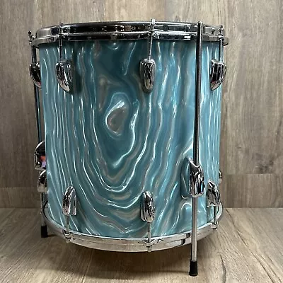 1965 SLINGERLAND 14 X14  FLOOR TOM BLUE SWIRL • $155