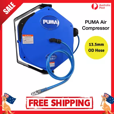 Puma Air Hose Reel Retractable Compressor 16m Garage Workshop Mountable Quick Lo • $134.70