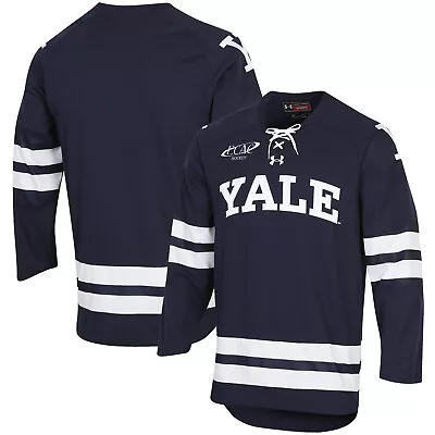 Men's Under Armour Navy Yale Bulldogs UA Replica Hockey Jersey • $119.99