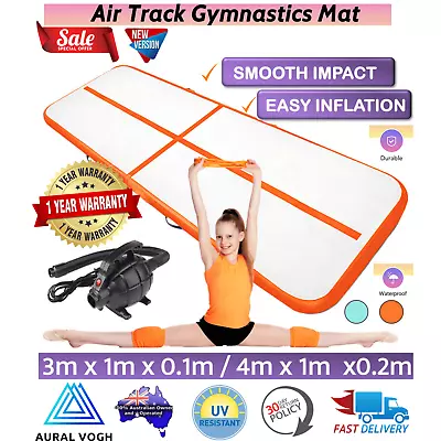 Inflatable Air Track Mat Tumbling Air Pump Gymnastics Cheerleading 3/4m X 1m • $277.47