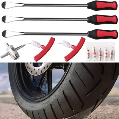 Tire Spoon Lever Iron Tool Kit Fit Motorcycle Bike With 3pcs Wheel Rim Protector • £24.89