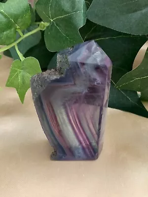 £12.50 • Buy Rainbow Fluorite Crystal Tower Point Rough Side Obelisk Natural Stone 7.4 Cm H 