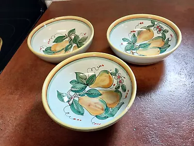 3 Deruta Pottery 6 In In Hand Painted Fruit Pattern Cereal Bowls Italy RARE • $55
