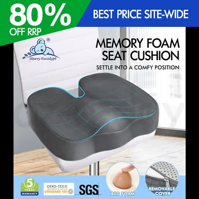 S.E. Seat Cushion Memory Foam Pillow Pad Car Office Chair Back Pain Relief Grey • $34.95