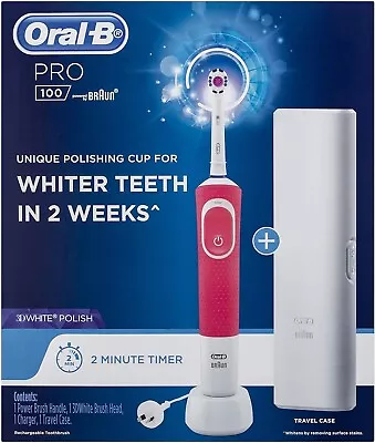 Oral B Pro 100 3D White Polish Power Toothbrush Pink • $42.55