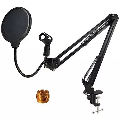 £10.59 • Buy Desk Scissor Microphone Stand Table Mic Arm Boom Pop Filter Gamer Stream Podcast