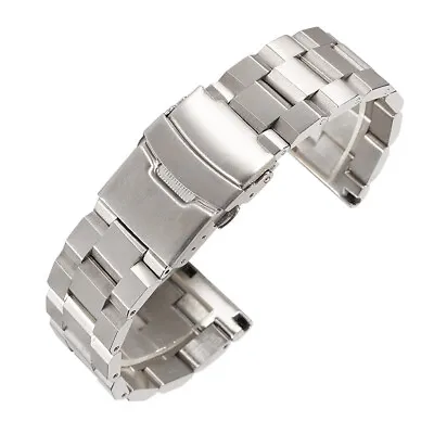 18/20/22/24 Solid Metal Watch Band Strap Stainless Steel Mens Watch Accessories • £18.88