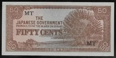 Malaya Japanese Invasion Money 50 Cents 1940's MT Block • $7