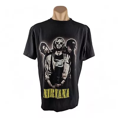 Vintage NIRVANA Double Sided THUNDER TAG Black Band Tee T-Shirt Shirt Large • $59