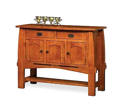 Amish Mission Dining Room Sideboard Server Buffet Colebrook Inlays Solid Wood • $2599