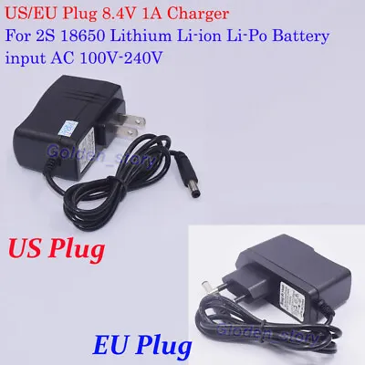 8.4V 1A AC/DC Charger Adapter For 2S 7.4V 18650 Li-ion LiPo Lithium Battery Pack • £4.82