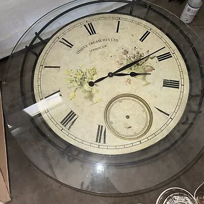 Wrought Iron  Glass Top Clock Table • $25