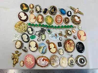 Collection Lot Vintage Cameo Repair And Findings.. Shell Figural Glass - M9 • $229.99