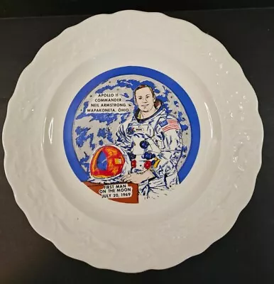 1969 First Man On Moon Commemorative Plate Neil Armstrong Wapakoneta Ohio VTG • $19.99
