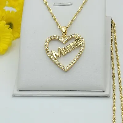 14K Gold Plated Mamá Heart Pendant Necklace Jewelry Grandmother Mother's Day • $14