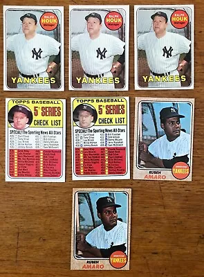 1968 1969 Topps Team Set New York Yankees MICKEY MANTLE Ralph Houk RUBEN AMARO • $5