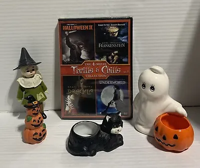 Lot Of Mini Halloween Decor Porcelain Cat House Of Lloyd Pumpkin Ghost Doll &DVD • $14.98